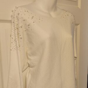 Serenity Cream Beaded Long Sleeve Top